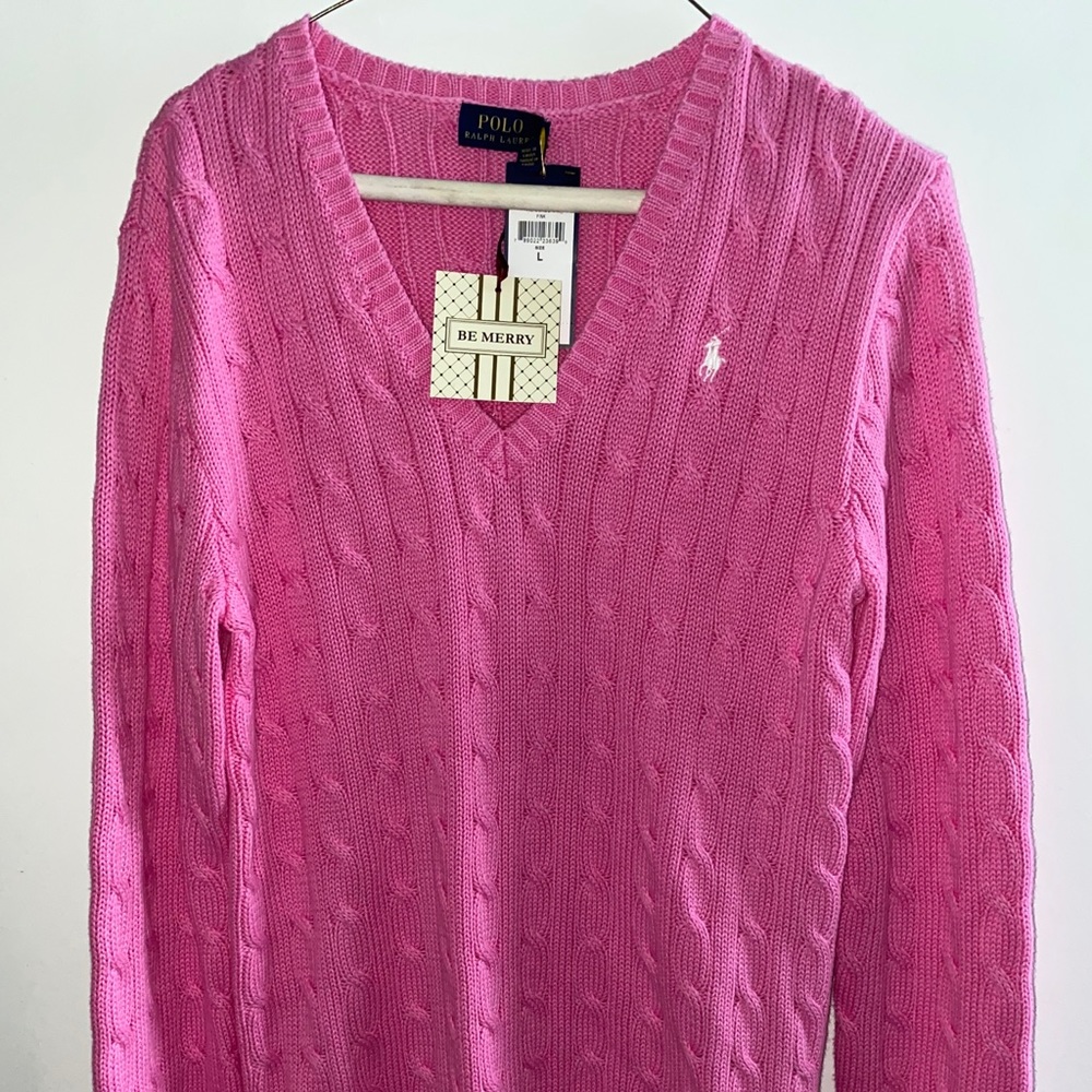 Women’s polo cable knit sweater